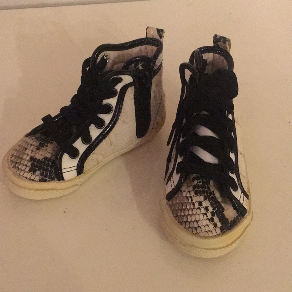 Leather Canvas Croc high tops sneakers boys size 5